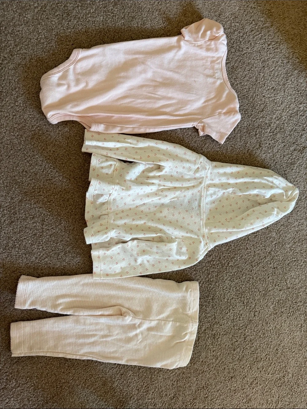 Carter's Cream Hooded Floral Button-Up Top with Pink Outfit Pieces